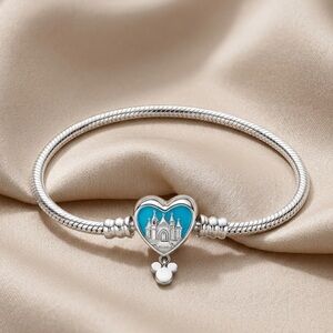 Silver and Blue Heart Charm Bracelet